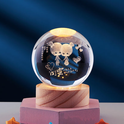 3D Solar System Crystal Ball with Glow-in-the-Dark