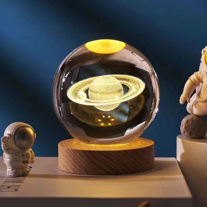 3D Solar System Crystal Ball with Glow-in-the-Dark