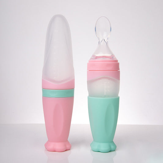 Essential Baby Feeding Tools: Silicone Spoon & Squeeze Bottle