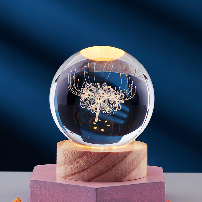 3D Solar System Crystal Ball with Glow-in-the-Dark