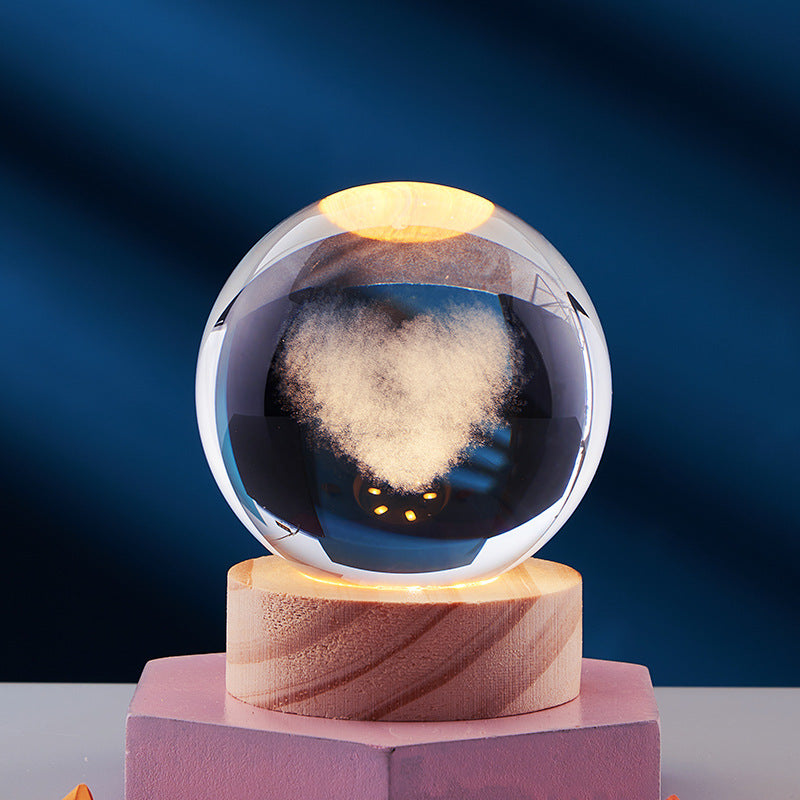 3D Solar System Crystal Ball with Glow-in-the-Dark