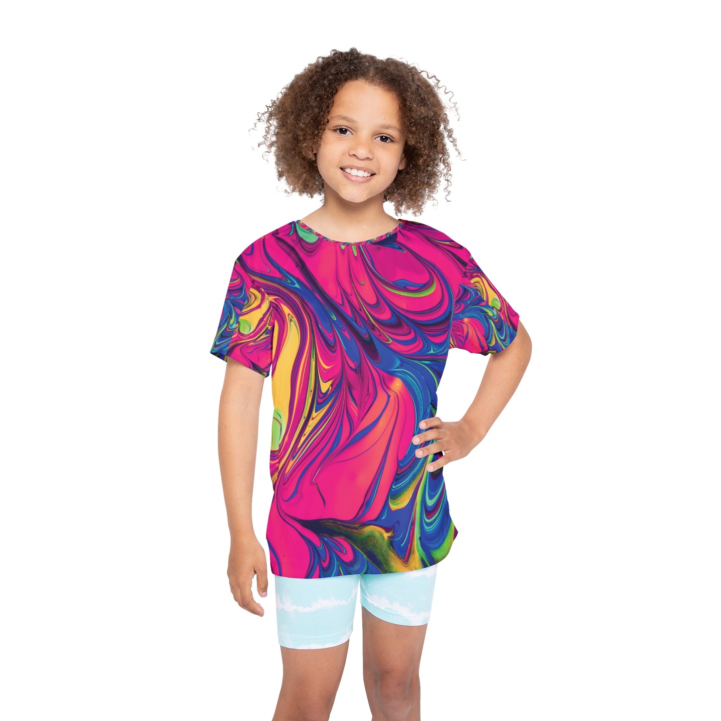 Tie-Dye Tee, Spiral with Neon Colors for Kids