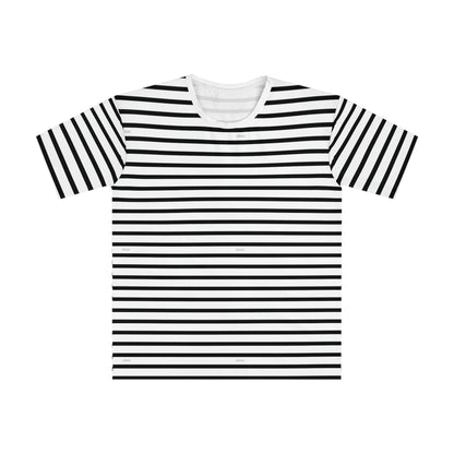 Men's T-shirt Black and White Line Pattern Soft Shirt