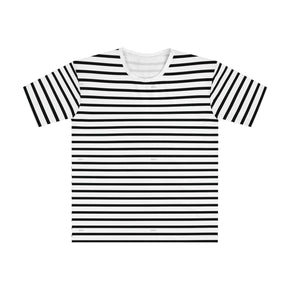 Men's T-shirt Black and White Line Pattern Soft Shirt