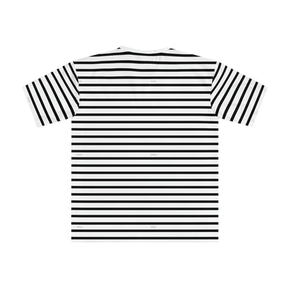 Men's T-shirt Black and White Line Pattern Soft Shirt