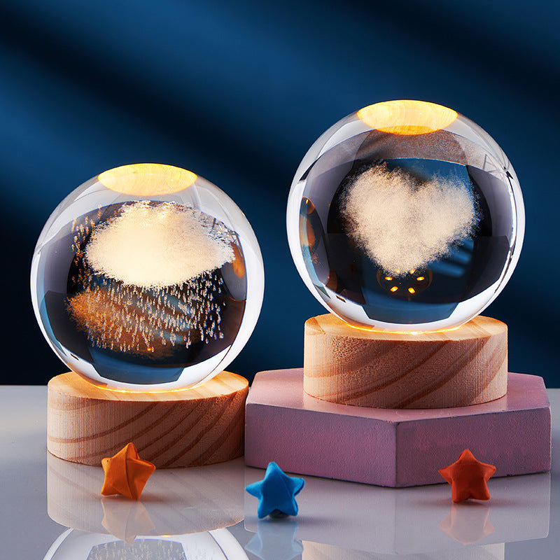3D Solar System Crystal Ball with Glow-in-the-Dark
