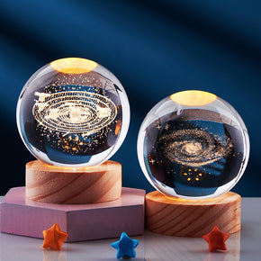3D Solar System Crystal Ball with Glow-in-the-Dark