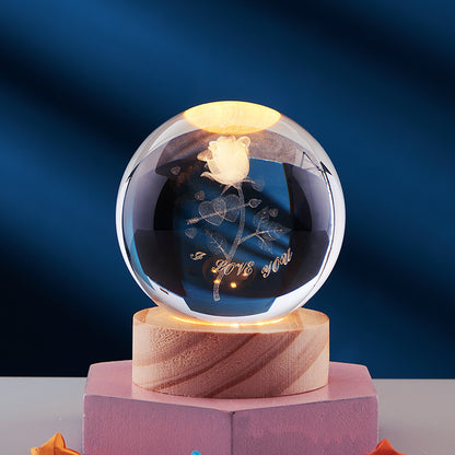 3D Solar System Crystal Ball with Glow-in-the-Dark