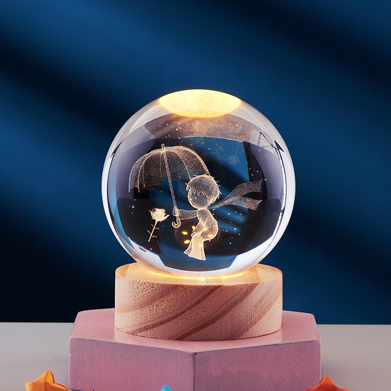 3D Solar System Crystal Ball with Glow-in-the-Dark