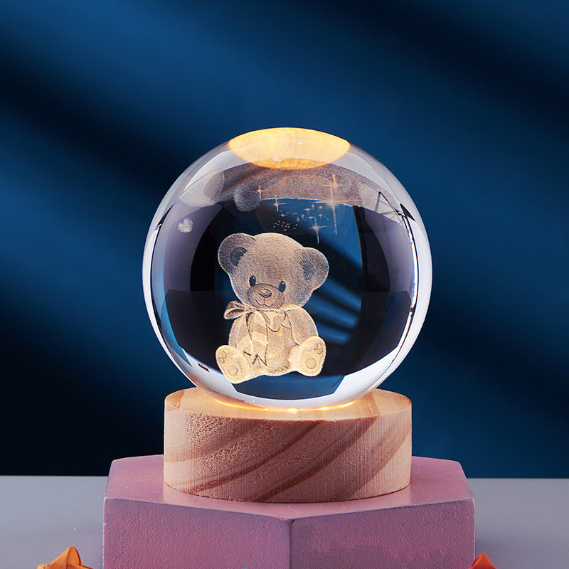 3D Solar System Crystal Ball with Glow-in-the-Dark