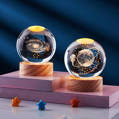 3D Solar System Crystal Ball with Glow-in-the-Dark