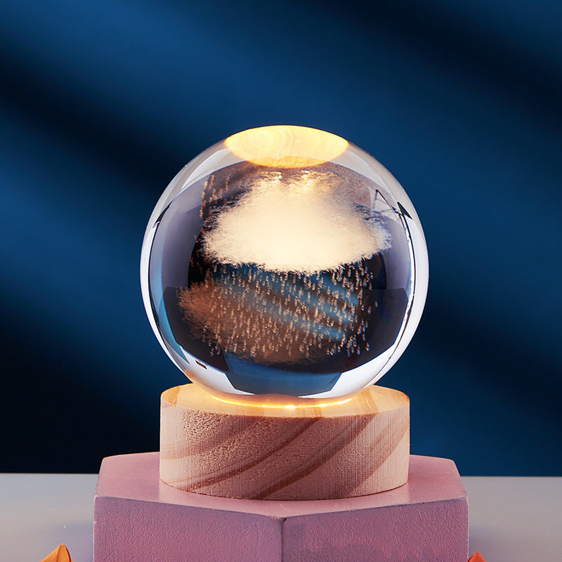 3D Solar System Crystal Ball with Glow-in-the-Dark