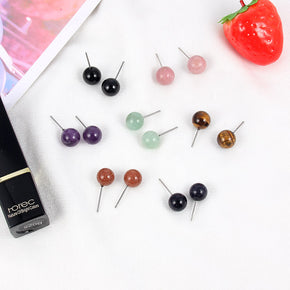 Stone Stud Earrings Natural Agate