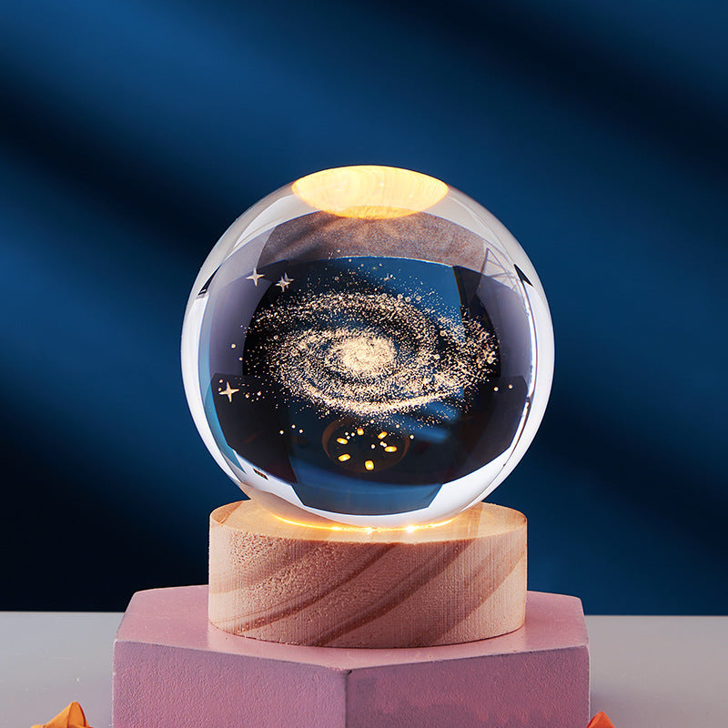 3D Solar System Crystal Ball with Glow-in-the-Dark